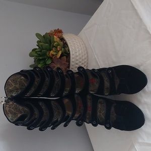 Gently Used Bordello Whimsey Black Velvet Boots
